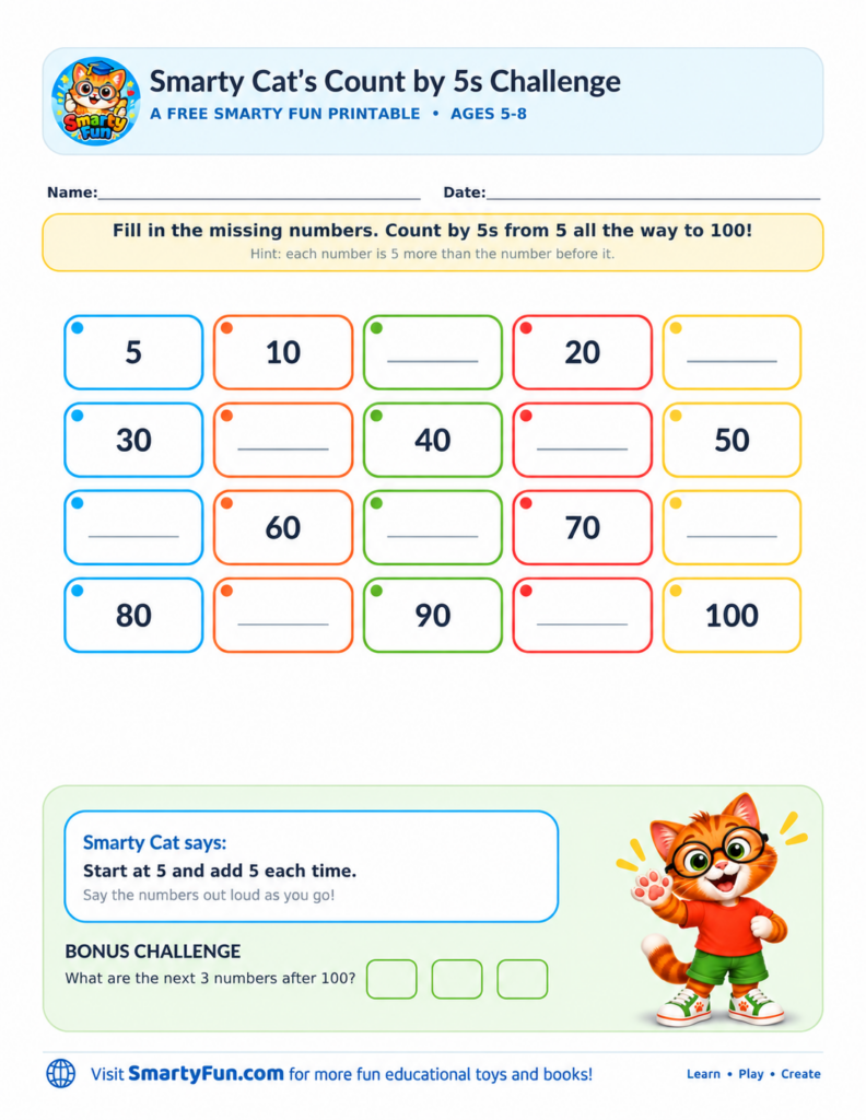Smarty Cat’s Count by 5s Challenge