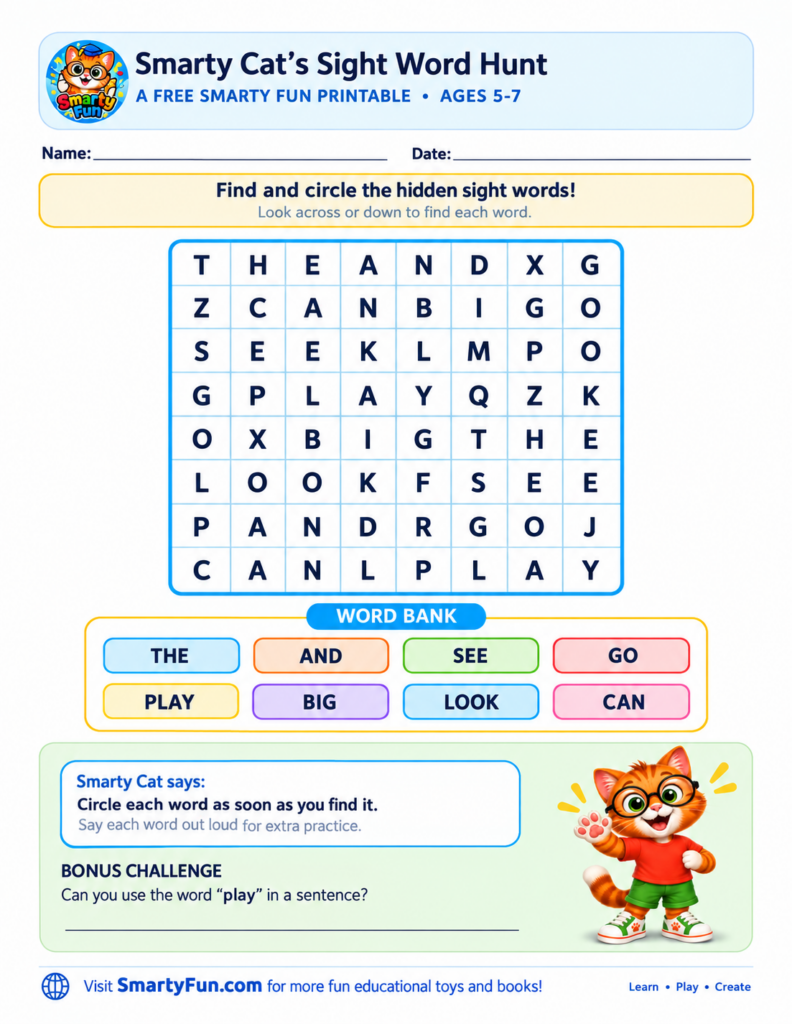Smarty Cat’s Sight Word Hunt