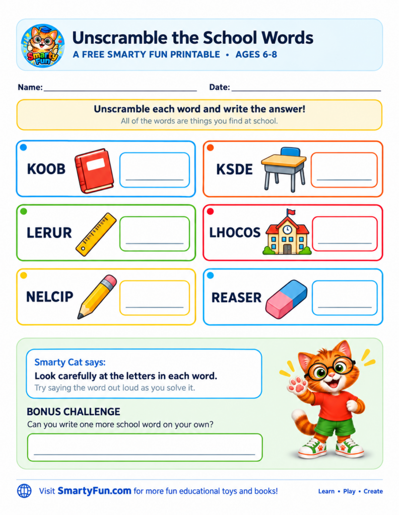 Unscramble the School Words